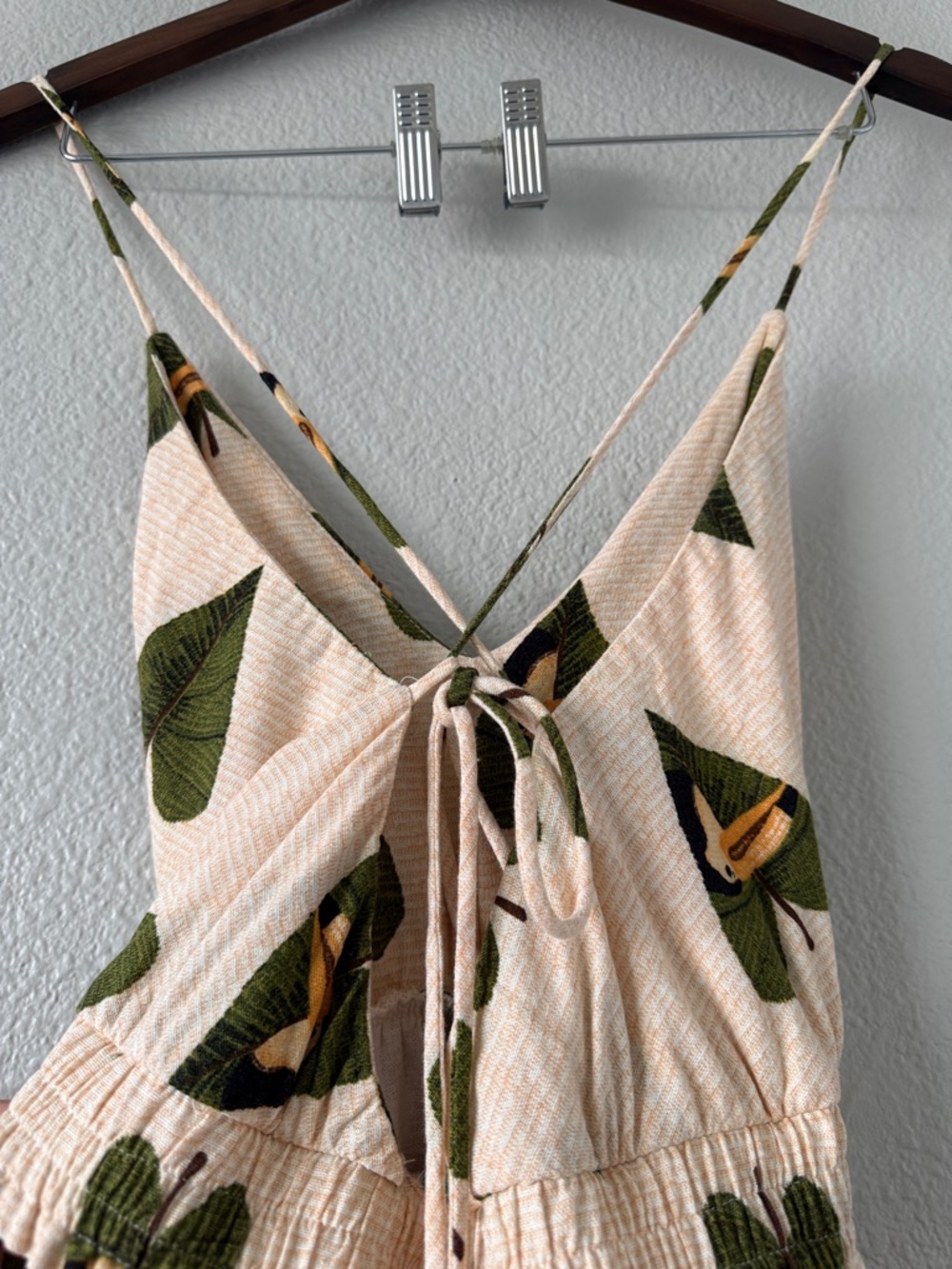 Farm Rio Tucano Toucan Bird Linen Blend Maxi Dress Cream Green Open back Small - Picture 10 of 14